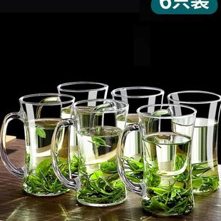 男耐高温手喝水杯子水杯玻璃杯家用带盖泡茶杯茶杯大容量带把透明