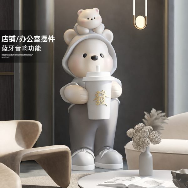 落地熊装饰摆件客厅电视柜沙发奶茶店大型旁乔迁礼品雕塑可爱公仔