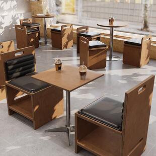 原木风咖啡店桌椅组合海洋板餐桌西餐厅甜品奶茶店商用卡座定制