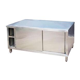 厨房304不锈钢工作台单通打荷台一体折弯拉门加厚烘焙不锈钢桌子