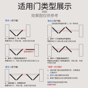 推拉移门无下轨衣柜折叠门五金配件吊轨轨道谷仓门滑轮二四六门