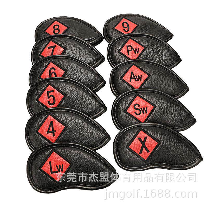 新高尔夫铁杆套11个/套荔枝纹防水菱形格球杆帽套杆头保护套爆款