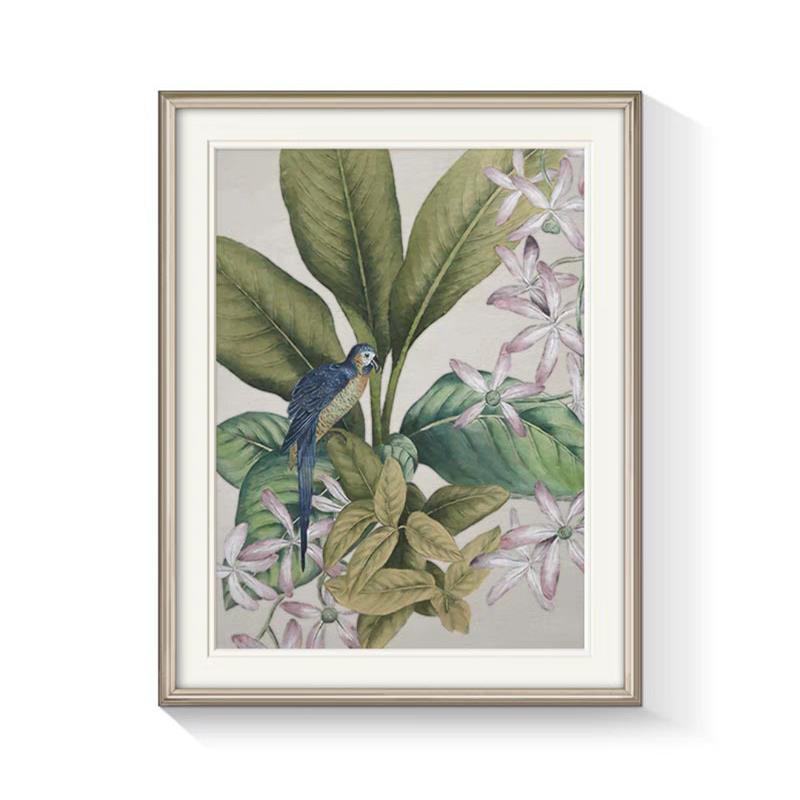 美式乡村风格装饰画客厅沙发背景墙绿色植物花卉挂画餐厅走道壁画