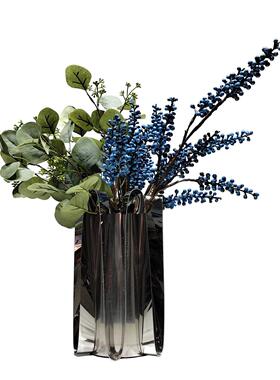 高端轻奢蓝色仿真花艺样板房客厅餐桌摆花酒店售楼处装饰品摆件设