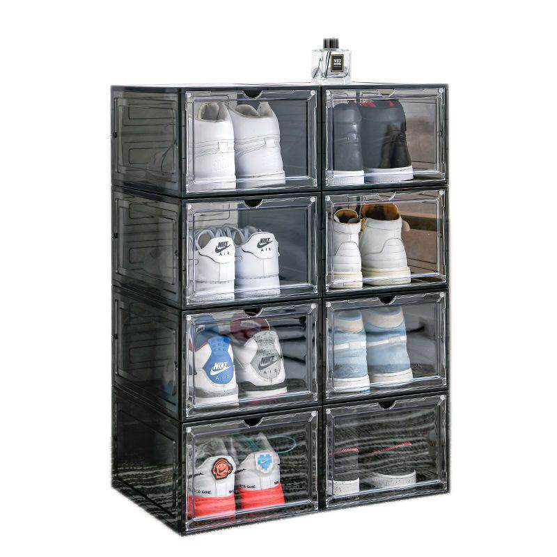 磁吸硬塑料透明抽屉式鞋盒鞋子收纳盒宿舍省空间鞋架鞋柜单独