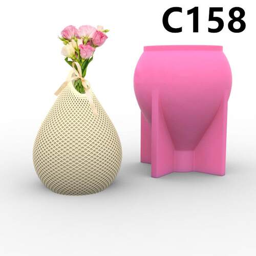 水滴蜡烛硅胶模具条纹漩涡螺旋蜡大豆蜡烛模具花瓶模具C158/C195