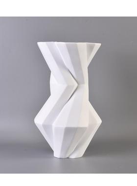 现代简约折线叶纹花瓶黑白树刺树脂大花器民宿酒店样板房简约摆件