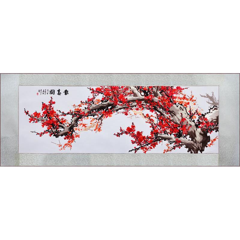 德丰绣品新中式风格梅花刺绣装饰画挂画古典风报春图花开富贵