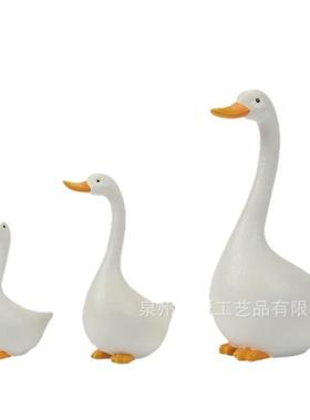 仿真长脖白鸭子摆件户外一家庭院田花园家居可爱卡通动物树脂装饰