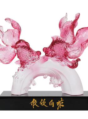 锦鲤金鱼工艺品客厅办公室摆件中式创意商务礼品伴手礼