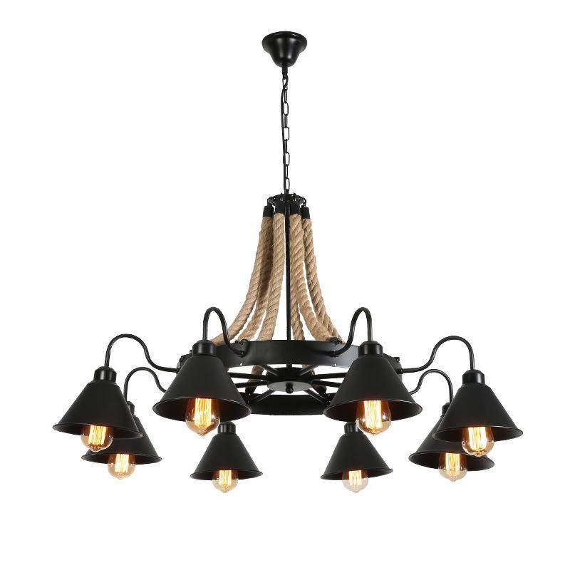 loft复古工业风麻绳吊灯创意餐厅吧台灯美式灯罩饭店包间餐桌吊灯