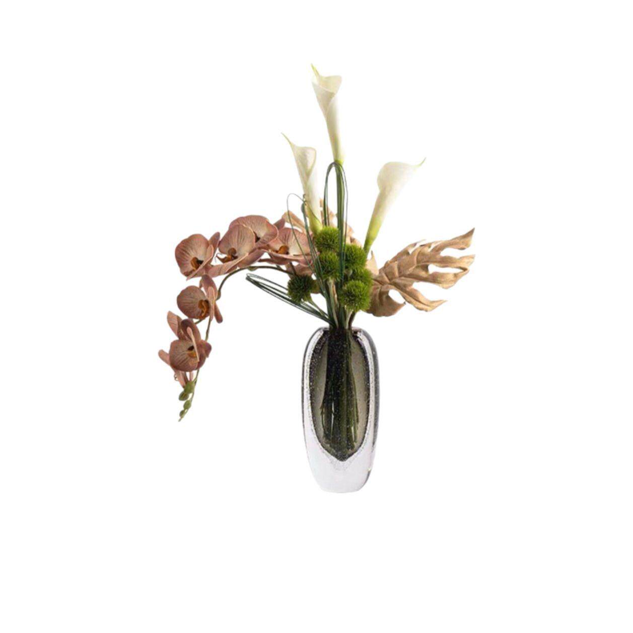 匠十三高级感现代玄关仿真花艺马蹄莲永生干花绿植书房装饰品