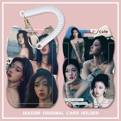 单依纯美女歌星学生滑盖猫耳朵卡套饭卡公交身份证件保护套弹簧绳
