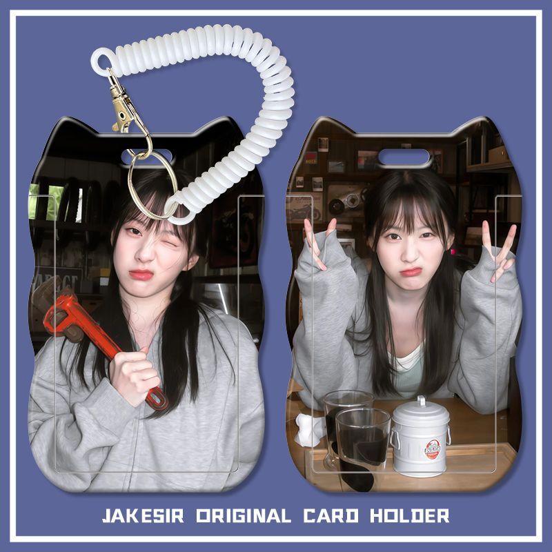 包上恩可爱美女学生滑盖猫耳朵卡套饭卡公交身份证件保护套弹簧绳