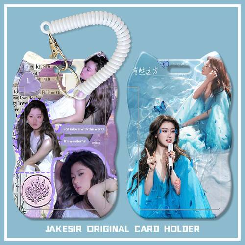 单依纯美女歌星学生滑盖猫耳朵卡套饭卡公交身份证件保护套弹簧绳