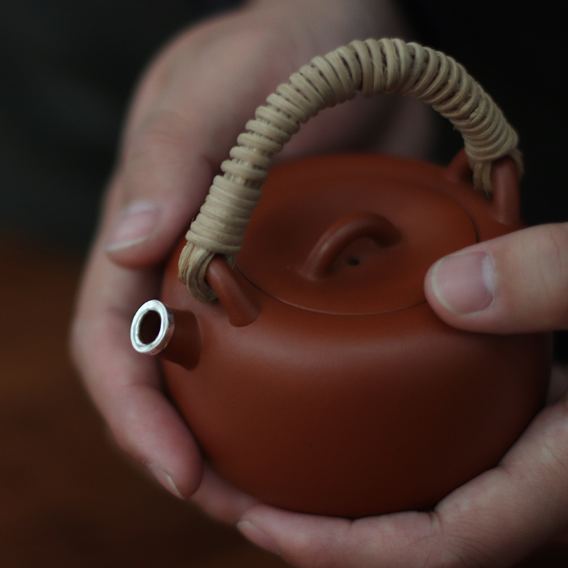 一条宜兴紫砂壶纯全手工原矿朱泥藤编提梁泡茶壶茶具套装家用茶壶