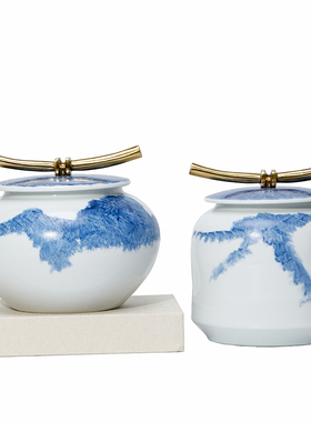 新中式陶瓷储物罐摆件售楼处客厅玄关酒柜样板房博古架软装饰品