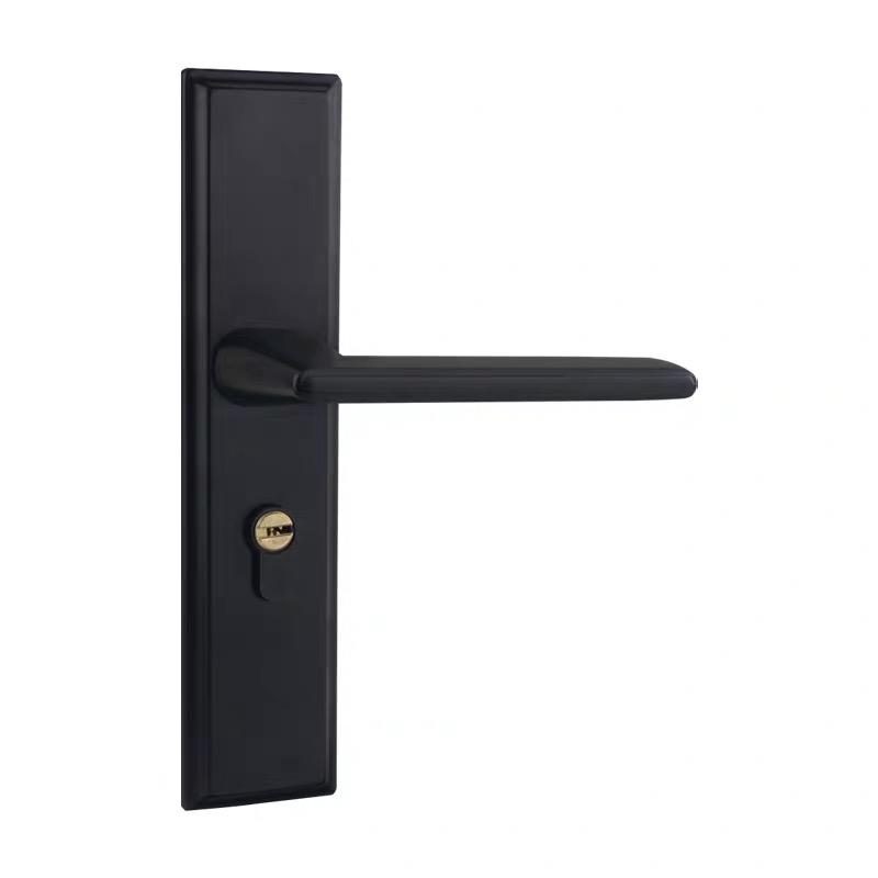 黑色执手锁50中心距可调孔距换锁家用静音室内门锁房门锁卧室把手