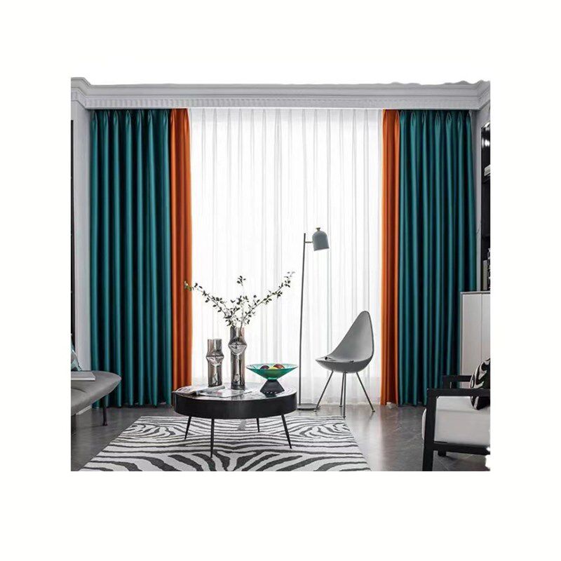 全遮光窗帘纯色加厚布拉格拼接隔音隔热成品卧室书房客厅阳台加工