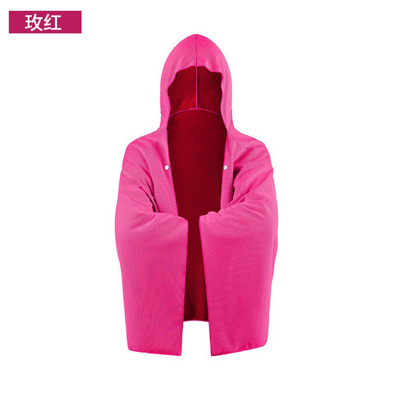 户外运动冷感防晒斗篷加大速干连帽沙滩浴巾吸水遮阳披肩冰凉毛巾