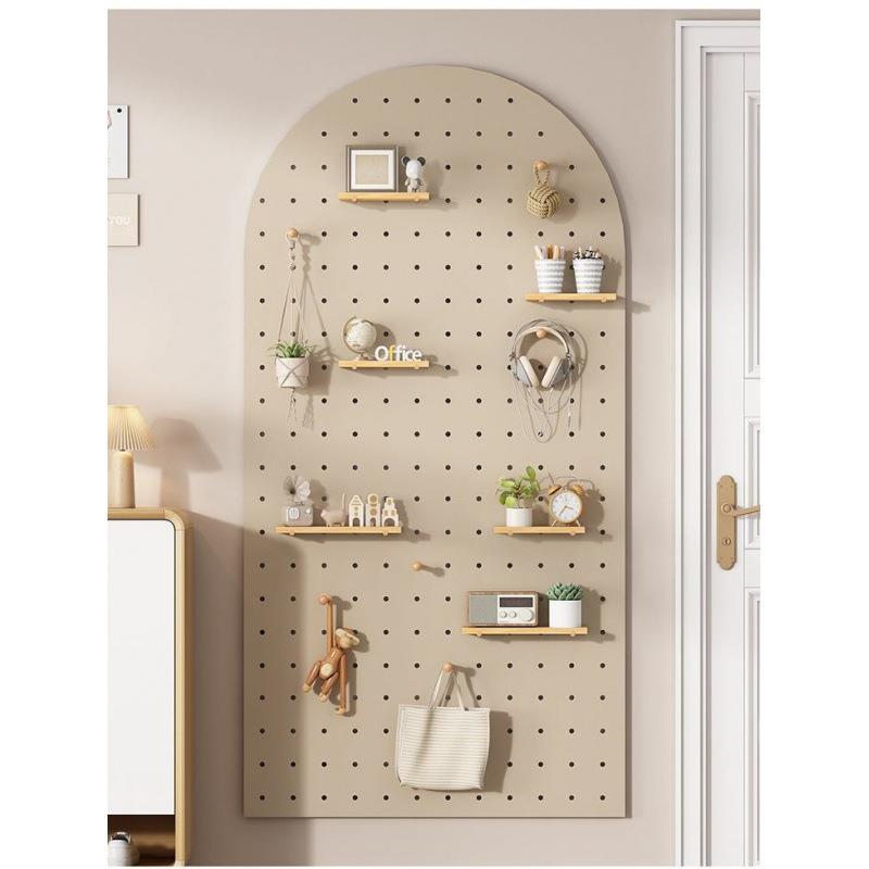 实木洞洞板背景墙展示架墙上收纳架木质书架隔板挂板墙壁置物架木