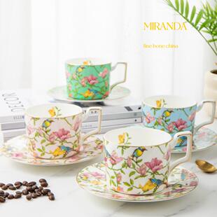 中秋创意骨质瓷杯碟套装欧式咖啡杯陶瓷下午茶红茶花茶杯子礼盒装