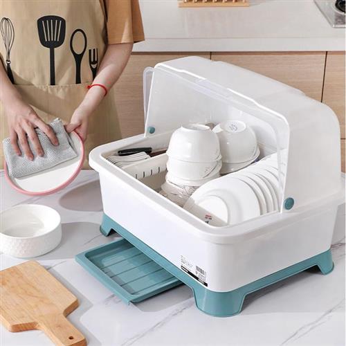 直销新款碗柜塑料家用沥水碗架 餐具收纳盒厨房沥水抽屉式放碗架