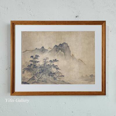 桔子格调 雕台远望 新中式马远山水风景装饰画客餐厅原木书房挂画