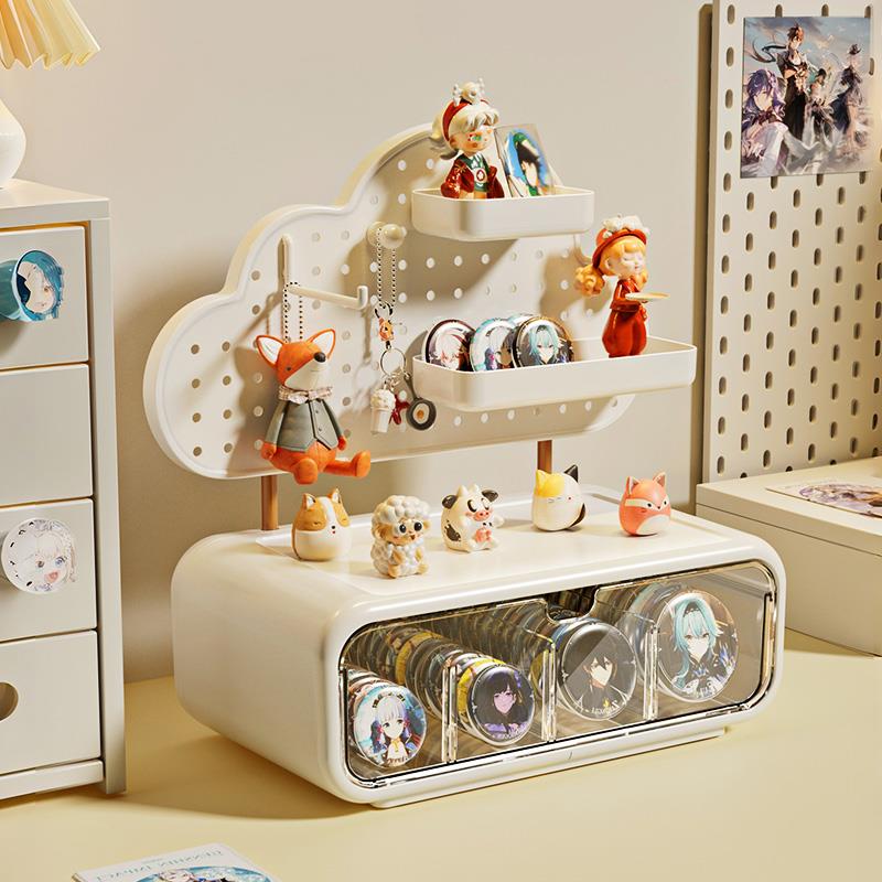 吧唧展示架桌面洞洞板收纳盒抽屉式周边置物架立牌徽章谷子小痛柜