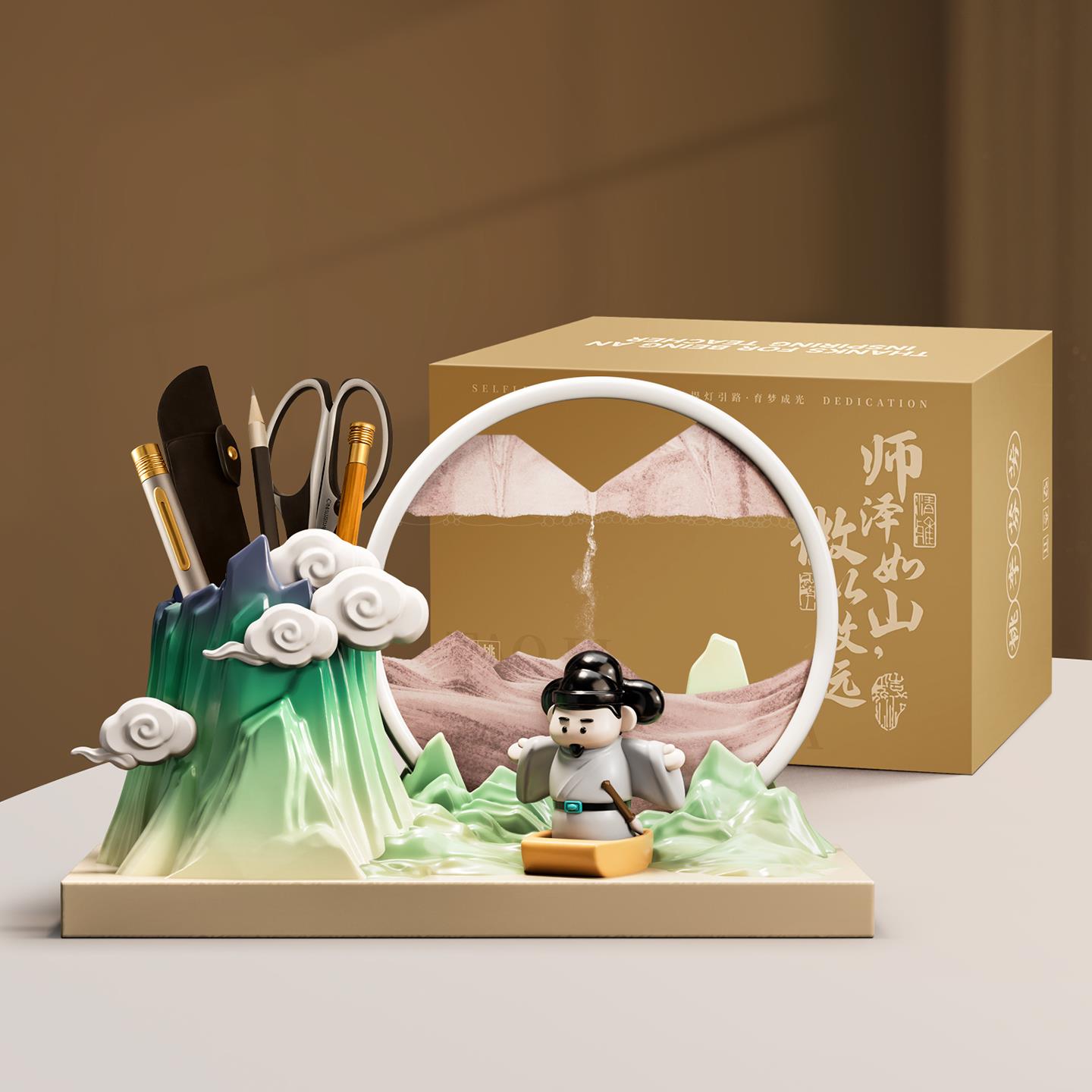 文创礼品李白流沙画摆件客厅书桌装饰创意高档教师节礼物送女老师