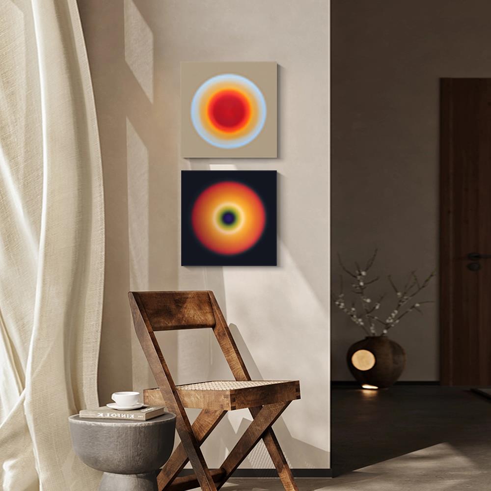 “晕”渐变彩虹装饰画客厅餐厅抽象简约壁画当代艺术双联无框挂画