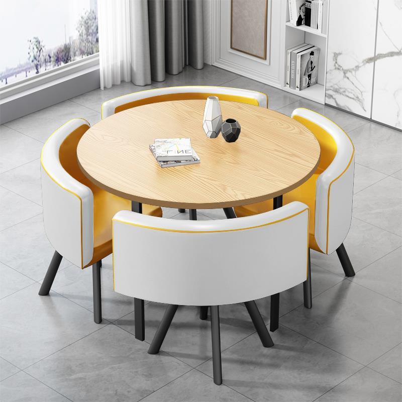 洽谈小圆桌组合圆桌家用阳台接桌椅待现代简约小户型租房饭桌餐桌