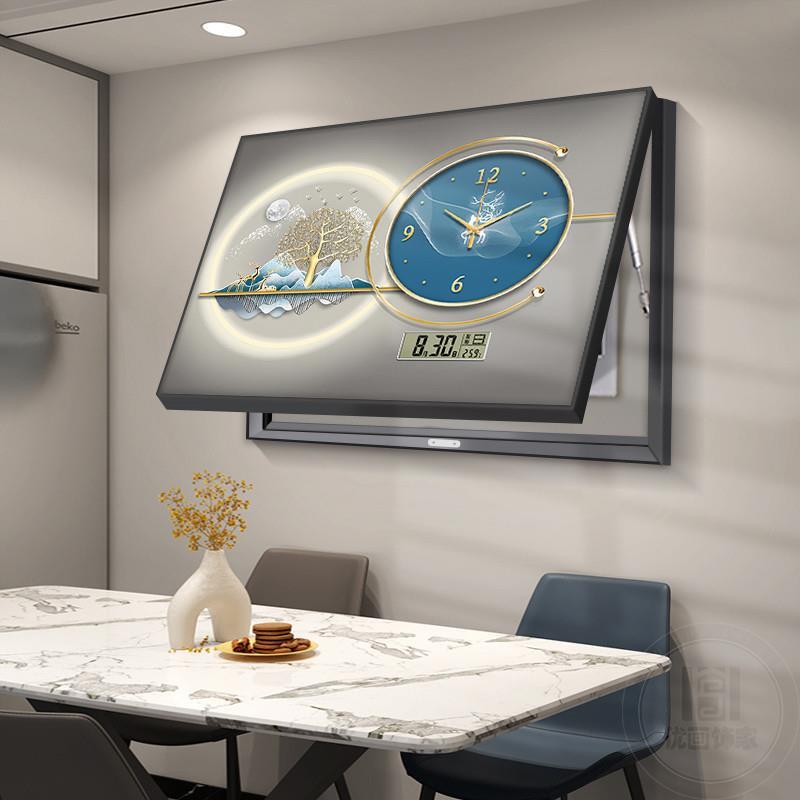 现代轻奢电表箱装饰画新款万年历遮挡时钟钟表弱配电箱盖板电闸盒