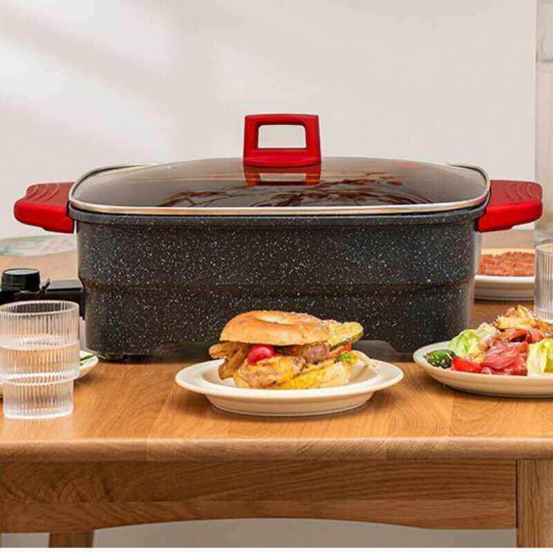 烤肉盘烤鱼炒菜锅火锅锅家用多功能电热锅涮烤一体锅电烤盘大容量