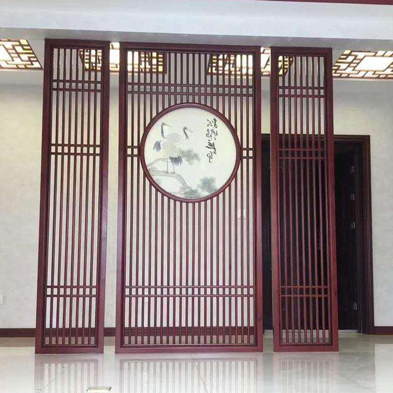 厂家新中式日式屏风 仿古客厅木质花格玄关 中式房间实木格栅隔断