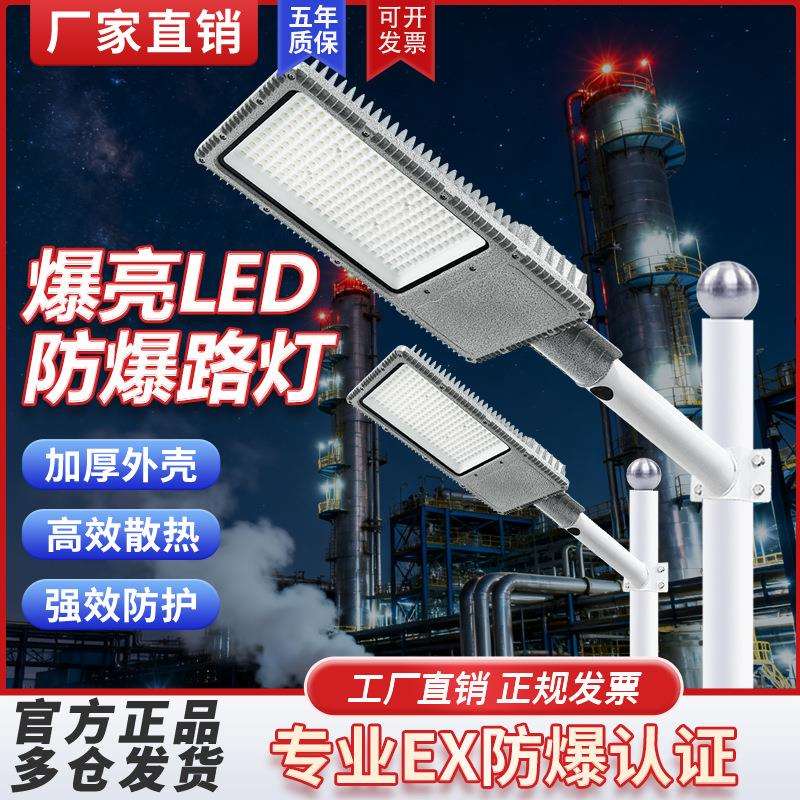 LED防爆路灯头100w200w加油站化工厂电厂油库港口防水6米防爆灯