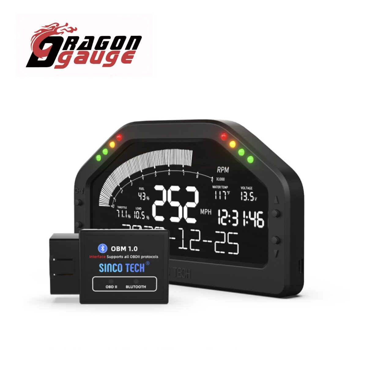 赛车改装车仪表多功能改装仪表汽车通用OBD2七彩车速仪表DO921