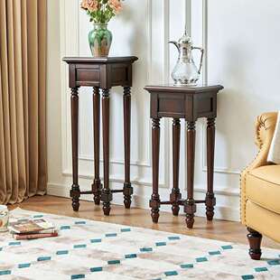 帝罗堡美式实木花架全樱桃木原木室内绿植客厅落地式阳台置物架子