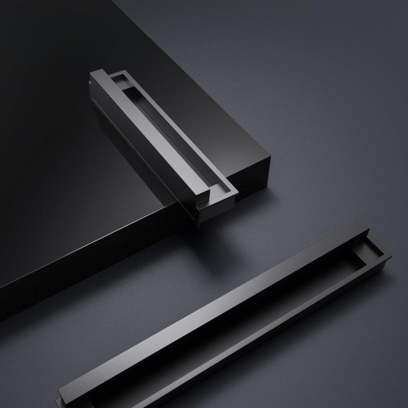 哑黑色榻榻米隐形拉手移门嵌入式扣手隐藏抽屉暗拉手柜门把手