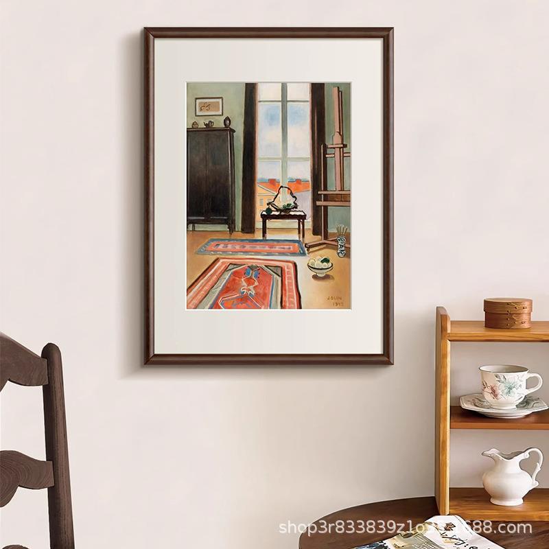 法式中古风客厅高级感装饰画南洋中式复古餐厅玄关柜卧室床头挂画