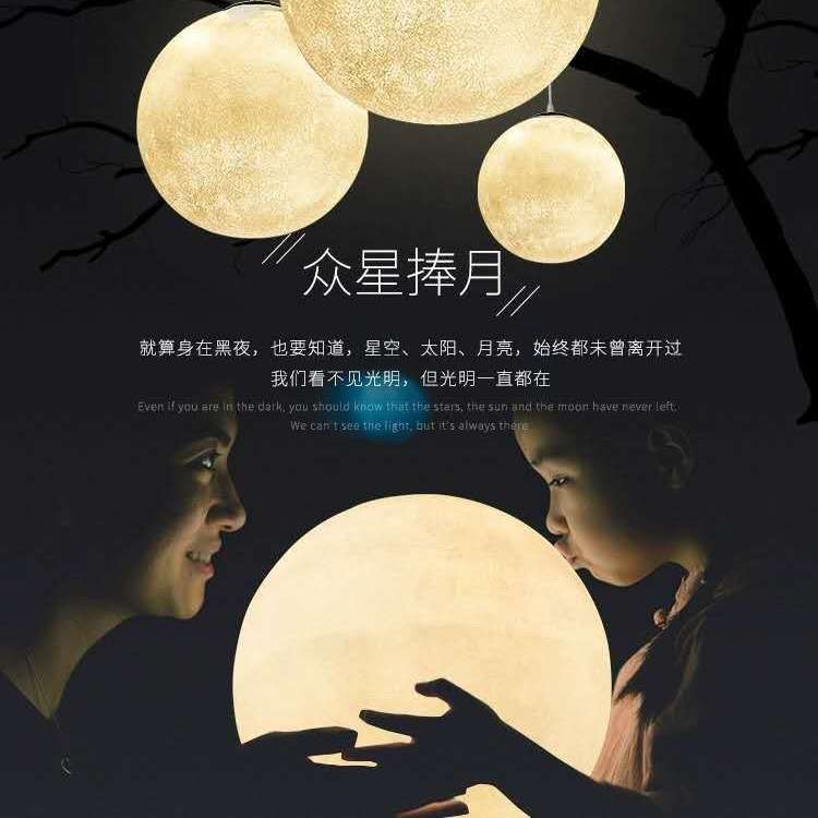 月球灯创意艺术橱窗餐厅圆球星球灯网红服装店铺吧台球形月亮吊灯