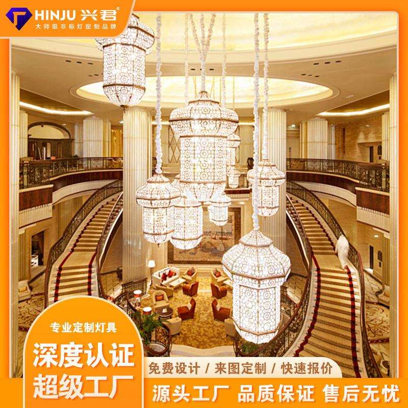 酒店大堂非标工程灯具宴会厅创意艺术别墅楼梯售楼部沙盘玻璃吊灯