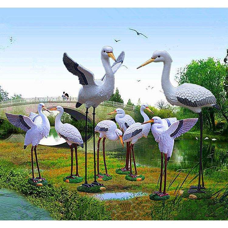 热销仿真白鹭摆件 树脂工艺品园林景区工程造景 树脂工艺品摆件