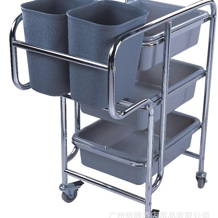 不锈钢收碗车收餐车餐盘收集车三层加厚手推清洁车白云AF08167