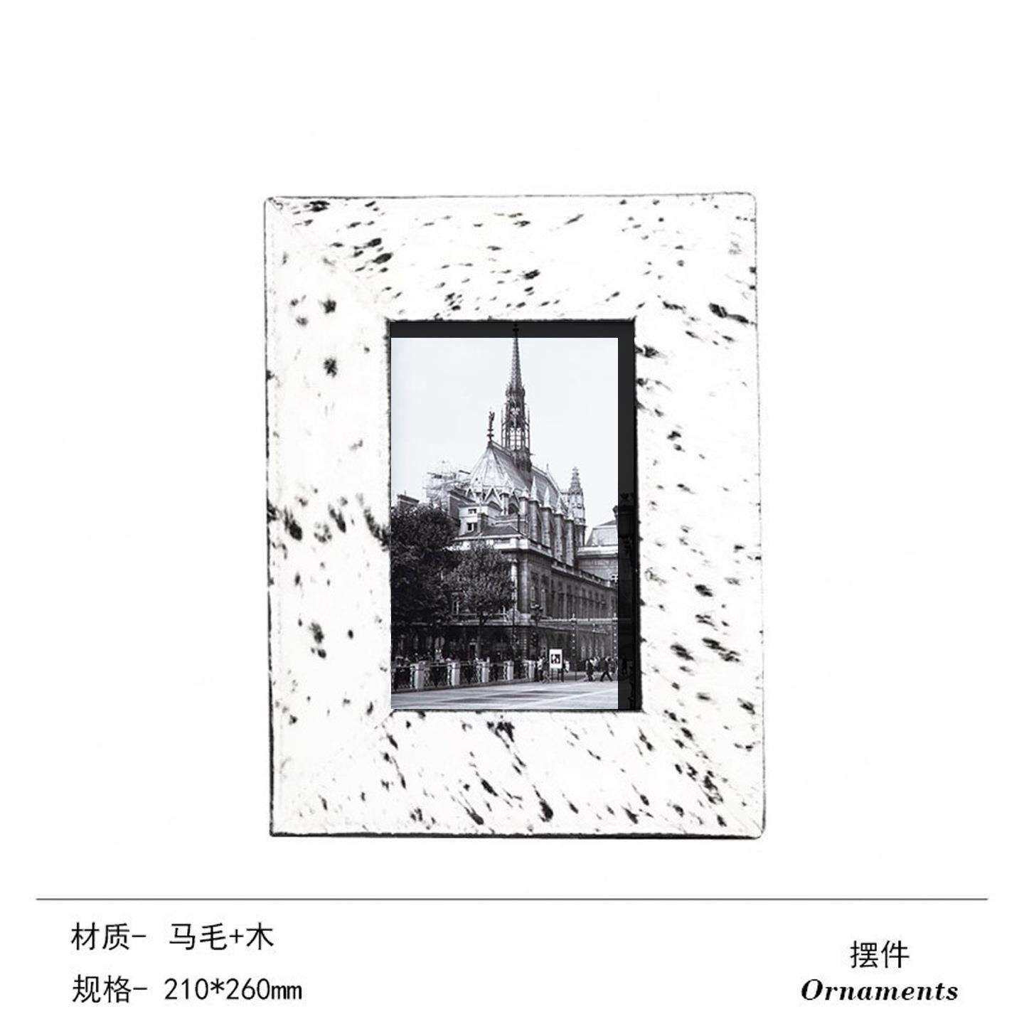 简约现代马毛亚克力相框架子摆件桌面置物架装饰摆设客厅样板间