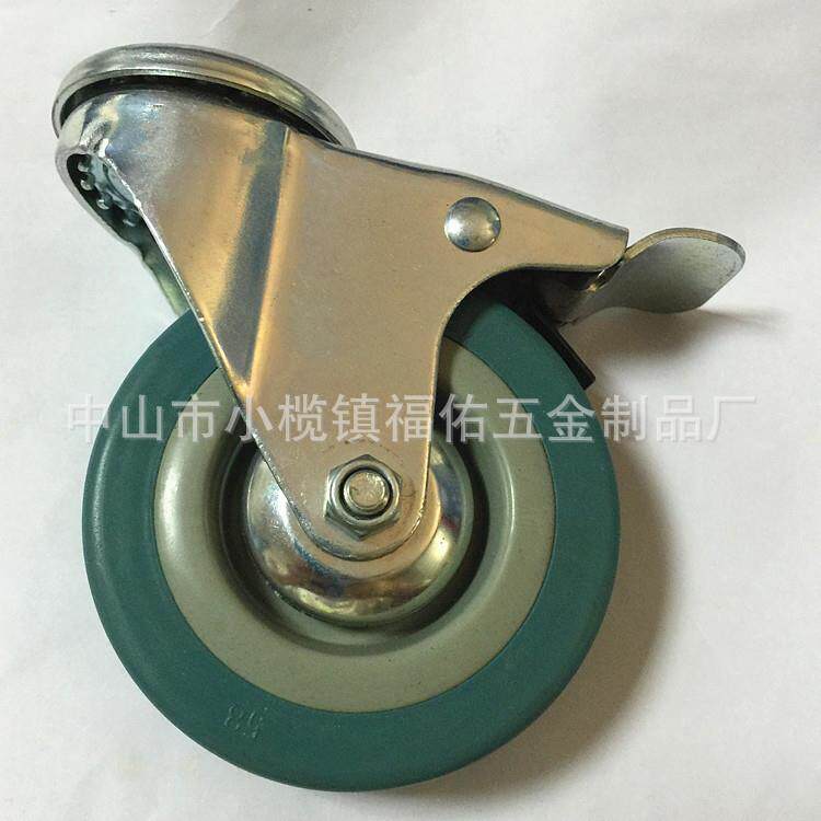 工业灰胶轮设备冷风机万向轮酒店餐车轮灰胶静音pvc轮子刹车脚轮