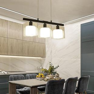 长盘圆盘多头银色主餐厅餐桌吊灯简约现代书房玻璃灯罩工业风吊灯