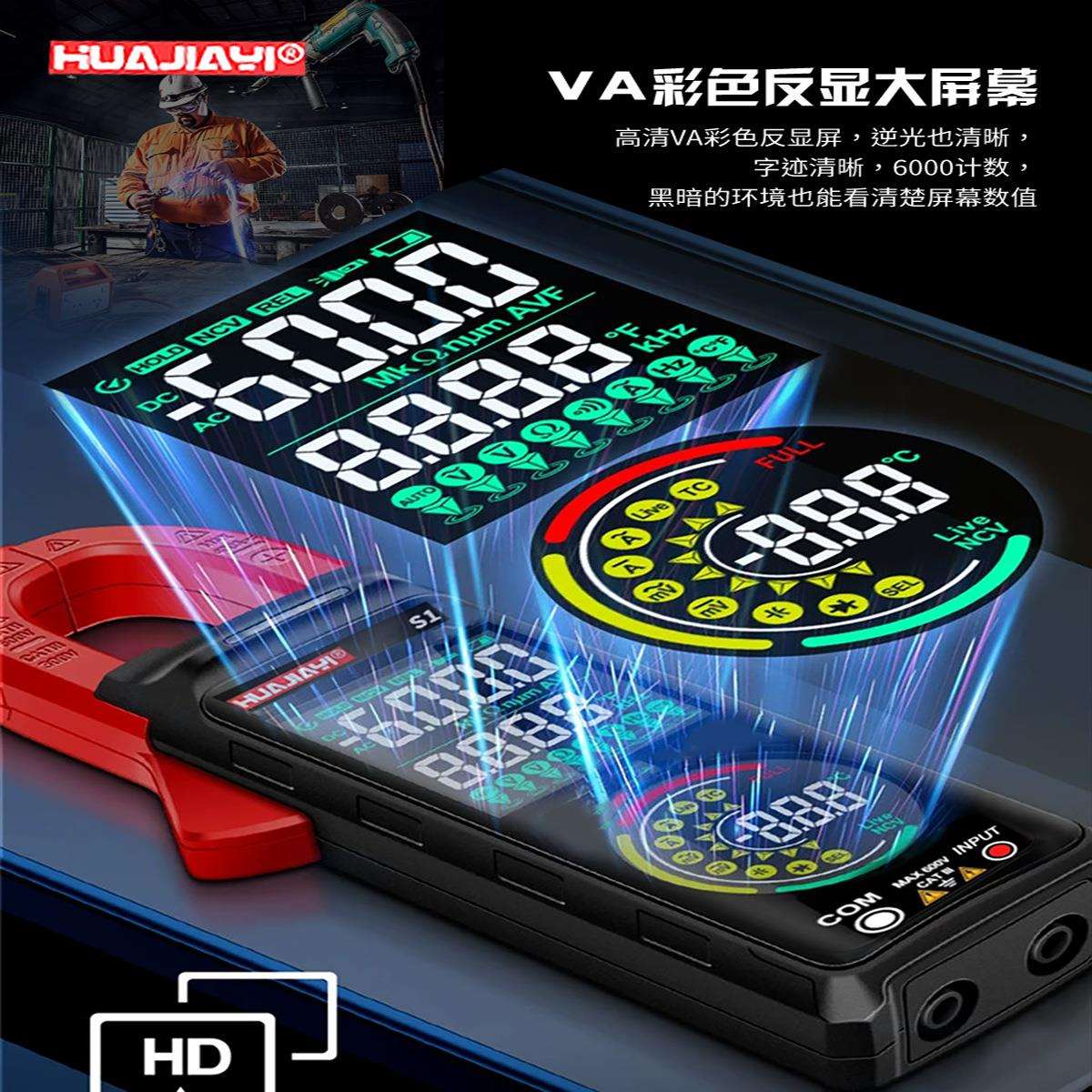 新款智能全自动双屏钳形表高精度钳型表直流钳流表电流钳表万用表