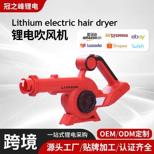 跨境鼓风机裸机大功率工业两用清灰除尘器小型充电式吹风机套装