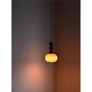 复古主卧室床头吊灯高级感法式中古风实木渐变色可升降长线小吊灯